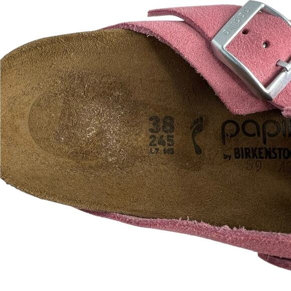 Birkenstock Papillio Boston Chunky Clog Suede Leather Candy Pink Size EU 38 NEW - Picture 15 of 16